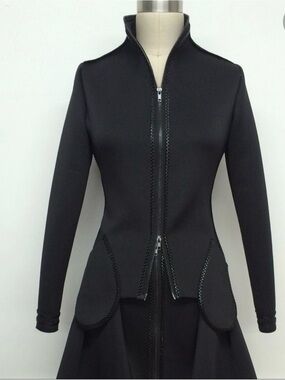 Black Women's Zip-Front Sculpted Jacket